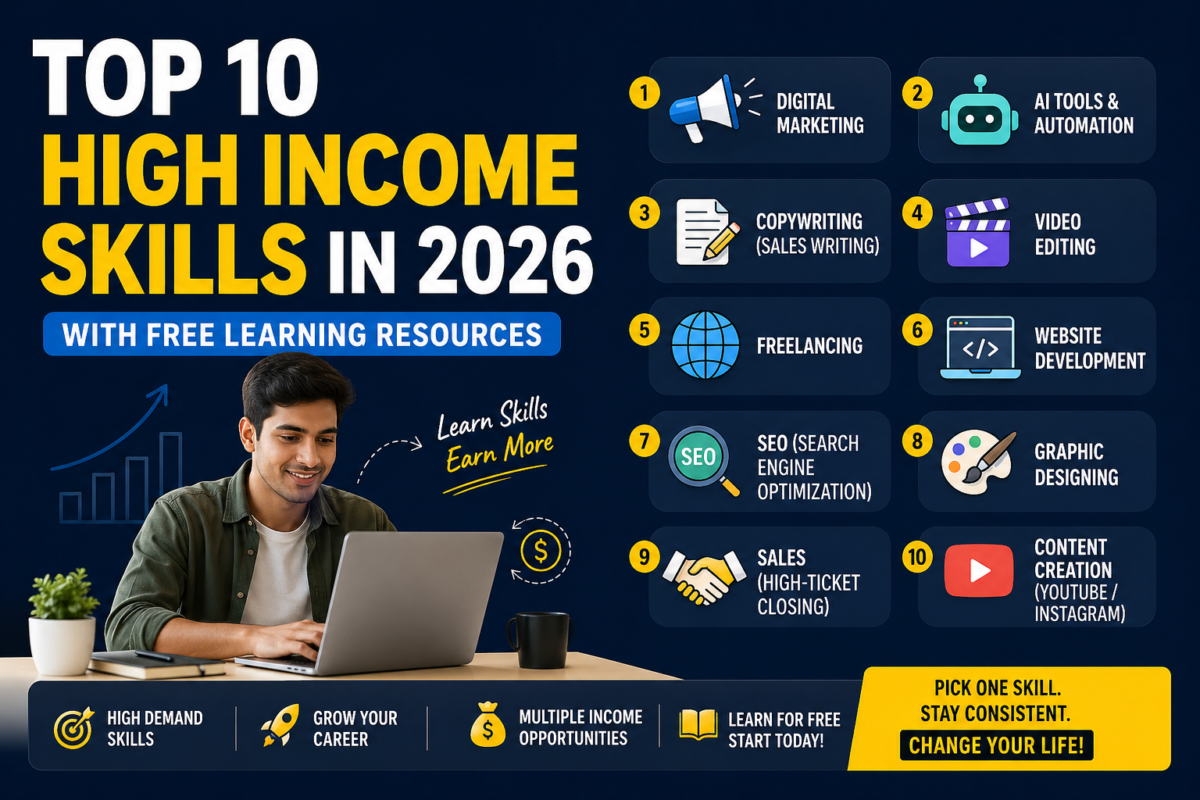 High income skills in 2026 infographic